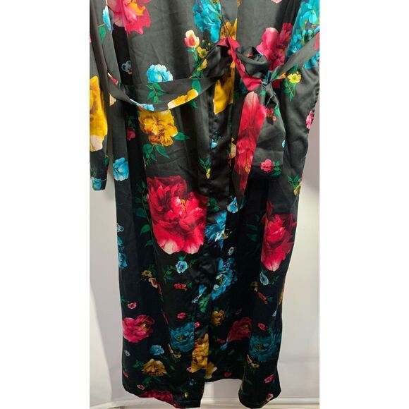 INC International Concepts Women's Intimates Bold Floral Robe Black Size Small - Picture 3 of 9